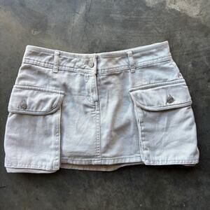 Garage Cargo Mini Skirt Skort Women's TP/XS Beige Utility Denim Jean Skort
